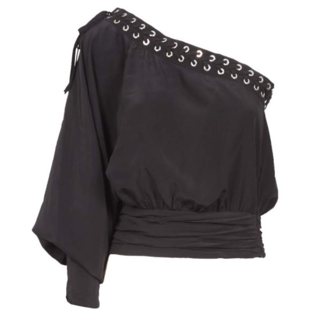 NWT REDEMPTION One Shoulder Lace Up Silk Top